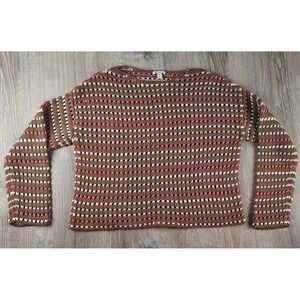 Versona Women's Crochet Knit Sweater Medium Brown Boho Cottagecore Pullover